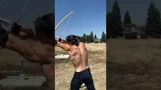 Strain of pulling back the 155# bow. #archery #witcher #nerd #fitness #muscle #fantasy