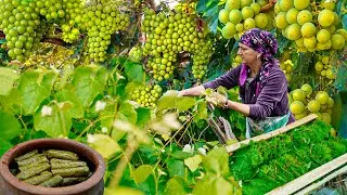 Vine leaves are harvested in the village and stored for the winter!