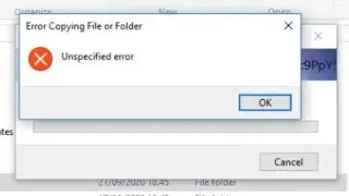 Unspecified Error Copy File or Folder