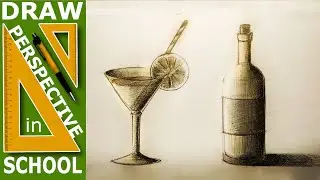 How to draw: Cylindrical object draw 2. -bottle, cocktail glass