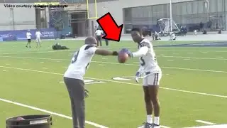 Dallas Cowboys Receivers Amari Cooper and Michael Gallup work on a one-hand catch drill!