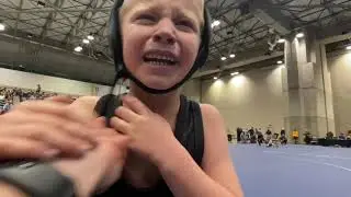 5 year old wrestler digs deep after breakdown… ice cream motivation! Big sister coaches him to WIN!
