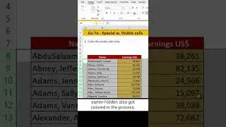 How to color visible cells in Excel