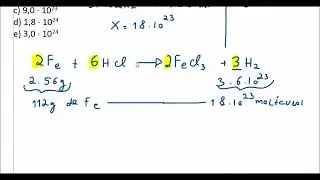 Dada a reação: Fe +HCl→ FeCl3 +H2. Calcule o n° de moléculas de H2 produzidas por meio de 112g de Fe