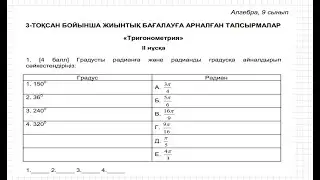 БЖБ/СОР-2. 9 сынып. Алгебра. 3 тоқсан. 2 нұсқа.