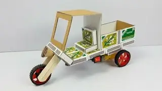 Simple Matchbox Tuk Tuk Rickshaw Making With Matchbox | Aman Crafts