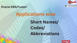 Oracle EBS/Fusion Applications wise Short Names/Codes/Abbreviations 