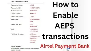 How to Enable aeps transaction in airtel payment Bank | #aeps #airtelpaymentbank