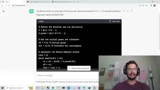 MATLAB Help - Newton Raphson with ChatGPT