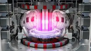 ITER Tokamak nuclear reactor with internal communications and plasma inside