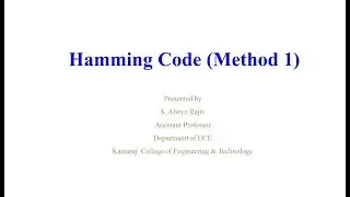 Hamming Code Error Correction Technique Method 1 - Lecture