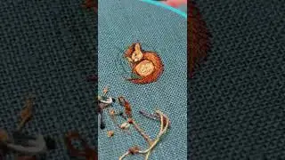 Tiny squirrel hand embroidery process