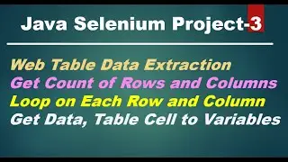 Java Selenium Project 3| Handle Web Table| Get Data from Web Table| Loop On Web Table