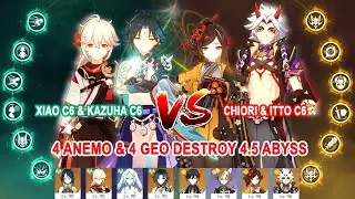 Xiao Kazuha C6 4 Anemo & Chiori Itto C6 4 Geo Destroy 4.5 Abyss Floor 12 - Genshin Impact