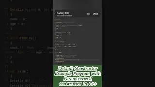 Default constructor example program with parameterized constructor in c++ #cpp #coding #constructor