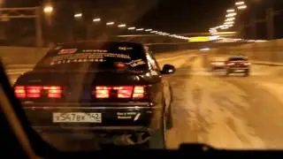 Зимний дрифт в центре города Toyota Mark 2 & Chaser JZX Nsk