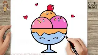 How to Draw Cute Ice Cream Bowl 