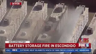 Battery storage fire breaks out in Escondido