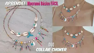 COLLAR TRENZA EN MACRAME con CONCHAS | CHOKER EN MACRAMÉ CON CONCHAS | COLLAR EN MACRAMÉ FÁCIL