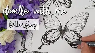 How to draw Butterflies + Spring Drawing Challenge || Spring Doodles || Doodle with me