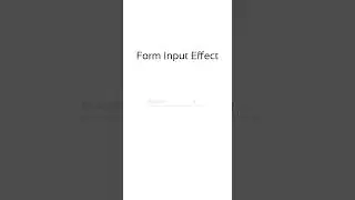 Creating Amazing Input Animation Effect || 