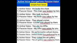 active voice changed into passive voice simple past tense examples