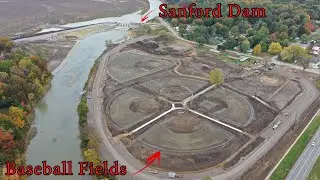 Sanford Park Update and Work has wrapped up on Sanford Dam!  - Drone - Dam Collapse