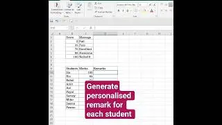 Generate personalised remark for each student using VLOOKUP #shortfeed #excel #shorts