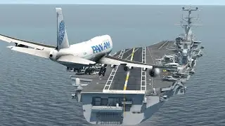 Boeing 747 Emergency landing On Aircraft Carrier | XPlane 11