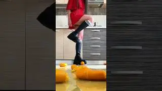 Demon Crushers vs. Oranges! Boots Crushing Food! Oddly Satisfying! ASMR