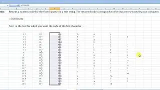 Code function in Excel