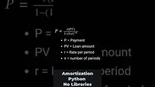 Calculate Loan Amortization in Python, No Libraries, from Scratch