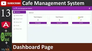 13. Cafe Management System - Dashboard Page (Angular, Spring Boot - Java, MySQL Database)