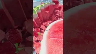 How to Cut a Giant Watermelon into Dominoes 2_7 #satisfying #domino #watermelon