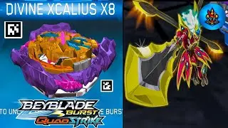 NEW DIVINE XCALIUS X8 QR CODE BEYBLADE BURST QUAD STRIKE APP