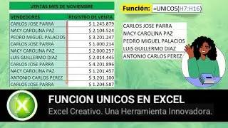 FUNCION UNICOS EN EXCEL