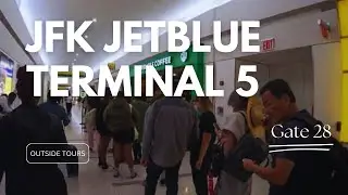 [4K] NYC EXPLORING JFK AIRPORT TERMINAL 5 - Leaving TSA Checkpoint Security for a JETBLUE A321 Neo.