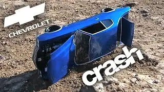 Threw the car off a cliff, crash test Chevrolet Chevelle SS, made of plasticine