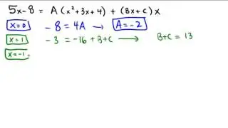 Finding the partial fraction decomposition, irreducible quadratic factor