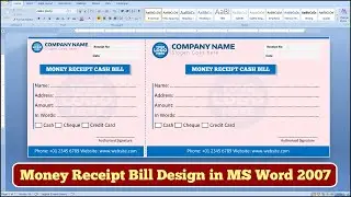 How to Make Printable Money Receipt Bill Design in MS Word 2007 || Design Bill in MS Word in Hindi