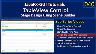 TableView | Part 4 – Design the Stage via Scene Builder | JavaFx GUI Tutorial #40