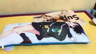 Sister trample anime pillow on bed first time