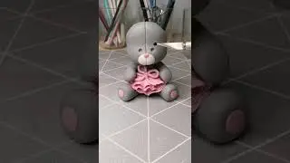 cute little bear, sugar paste tutorial. Мишка из мастики, лепка