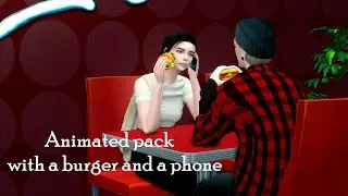 Sims 4 Animations |  with a burger and a phone (DOWNLOAD)