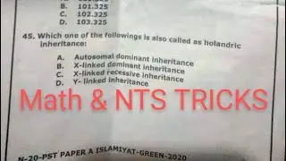 PST NTS TEST 2021| PST TEST 2020 |  MATH & NTS TRICKS | PST PART-04