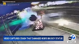 Wild video shows crash that damaged Bob's Big Boy statue in Downey