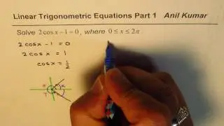 Solve 2 cosx - 1 = 0 Linear Trigonometric Equation