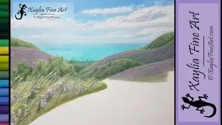 Tutorial: How to draw distant hills and ocean for a landscape in coloured pencils