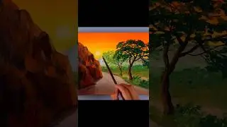 Landscape painting / sunset scene / acrylic painting Aham art