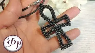Cross Ankh of beads in technique square tow
